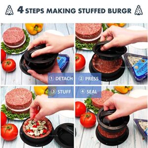 Meykers Burger Press Hamburger Press Patty Maker - with 100 Wax Papers Hamburger Patty Press Burger Mold Non-Stick 3-in-1 for Stuffed Cheeseburger Slider Burger Stuffer Beef Cheese Halal Vegan Grill