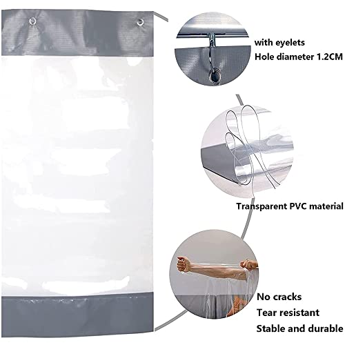 Outdoor Clear Tarp Curtain Waterproof Wind-Proof Transparent Vinyl Tarp for Patio Pergola Garden Canopy Anti-Tear Heavy Duty Transparent Side Panel with Grommets