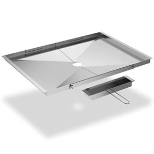 Grease Tray for Gas Grill with Catch Pan, Universal 24" - 30" Adjustable Stainless Steel Grill Grease Tray Replacement Parts for Dyna Glo, Nexgrill, Backyard, Expert, BHG, Kenmore and More Brand Grill