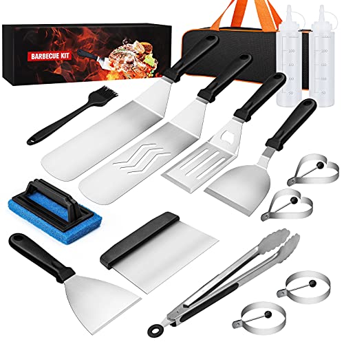 Blackstone Griddle Accessories Kit,16pcs Flat Top Grill Accessories Set for Blackstone and Camp Chef with Spatula,Scraper,Griddle Cleaning Kit &Carry Bag,Great for Outdoor BBQ & Teppanyaki and Camping