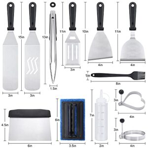 Blackstone Griddle Accessories Kit,16pcs Flat Top Grill Accessories Set for Blackstone and Camp Chef with Spatula,Scraper,Griddle Cleaning Kit &Carry Bag,Great for Outdoor BBQ & Teppanyaki and Camping