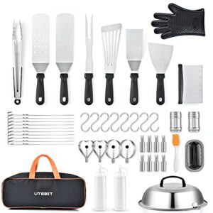 utebit griddle accessories kit, 47 pcs griddle grill tools set for blackstone and camp chef, professional grill bbq spatula set with basting cover, spatula, scraper,tongs, egg ring