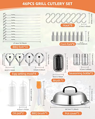 UTEBIT Griddle Accessories Kit, 47 Pcs Griddle Grill Tools Set for Blackstone and Camp Chef, Professional Grill BBQ Spatula Set with Basting Cover, Spatula, Scraper,Tongs, Egg Ring