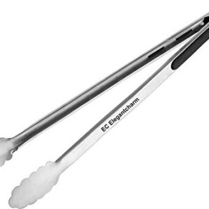 BBQ Tongs for Grilling, 17" Long Kitchen Cooking Stainless Steel Heavy Duty Locking Grill Tongs with Soft Grip Silicone Handle