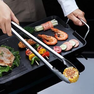 BBQ Tongs for Grilling, 17" Long Kitchen Cooking Stainless Steel Heavy Duty Locking Grill Tongs with Soft Grip Silicone Handle