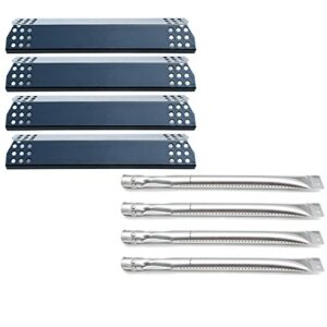 direct store parts kit dg142 replacement 14 5/8 inch burner for sunbeam,nexgrill,grill master 720-0697 gas grill burners,heat plates (stainless steel burner + porcelain steel heat plate)