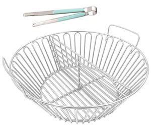 zbxfcsh ash charcoal basket with divider big green egg accessories,stainless steel grill ash baskets for the large big green egg,kamado joe classic,pit boss,louisiana & other grills