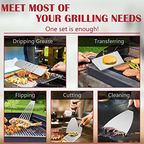 Joyfair 30Pcs Griddle Accessories Kit, Outdoor BBQ Flattop Grill Tool Set with Melting Dome for Camping Grilling Teppanyaki, Include Stainless Steel Basting Cover Burger Press Turner Spatula