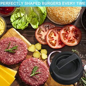 HAHAYOO 3 in 1 Stuffed Burger Press Patty Maker Rings Molds Kit, Non Stick Stuffer Hamburger Press Patty Maker - with 100 Pcs Wax Hamburger Patty Paper, Sausage Patty Press for Slider/Pattie/Grilling