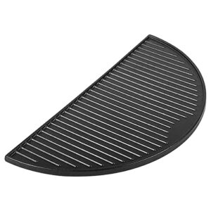 kamaster 18″ half moon cast iron reversible griddle for large big green egg and other 18in kamado grills bge cooking grate bbq accessories