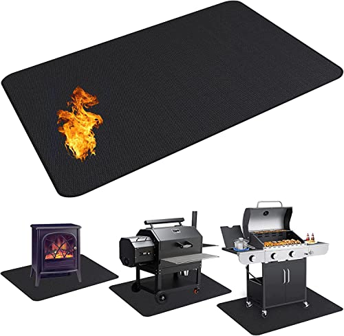 UBeesize 65 x 48 inches Under Grill Mat for Outdoor Grill,Double-Sided Fireproof Grill Pad for Fire Pit,Indoor Fireplace Mat Fire Pit Mat,Oil-Proof Waterproof BBQ Protector for Decks and Patios