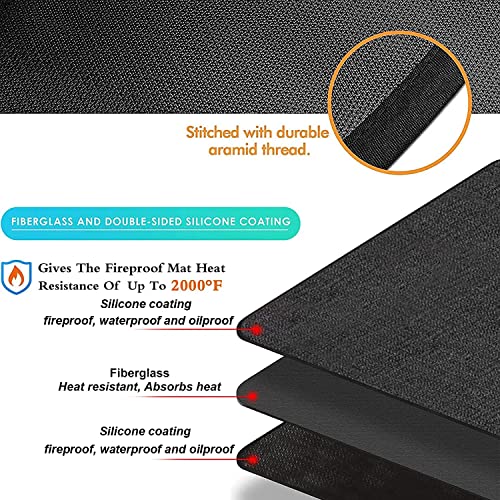 UBeesize 65 x 48 inches Under Grill Mat for Outdoor Grill,Double-Sided Fireproof Grill Pad for Fire Pit,Indoor Fireplace Mat Fire Pit Mat,Oil-Proof Waterproof BBQ Protector for Decks and Patios