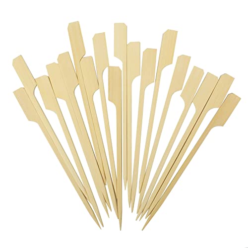 Sihuuu 100 PCS Bamboo Skewers, Party Flat Paddle Picks Toothpicks, Food Appetizer Toothpicks, Square Mini Skewers for Cocktail, Marshmallow, Fruit, Sandwiches, Grilling, Drink, BBQ, Barbecue, Fondue