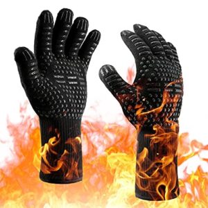 oven gloves 932°f heat resistant gloves, cut-resistant grill gloves, non-slip silicone bbq gloves, kitchen safe cooking gloves for men, oven mitts,smoker,barbecue,grilling (oven gloves)