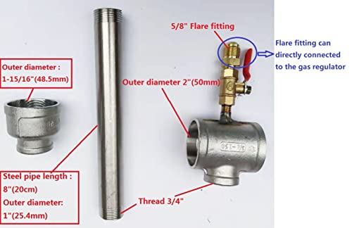 LSMIITTH Propane Gas Forge Furnace Burner, High Pressure Cast-Iron Burner Head, Burner Assembly Flame Control System, Propane Burner Replacement, Blacksmith Knife Making