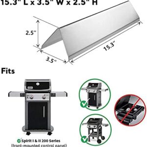 QuliMetal 7635 15.3 Inch Flavorizer Bars for Weber Spirit 200 and Spirit II 200 Series Gas Grills with Front Control Knobs, Stainless Steel, 17GA, 3 Pack