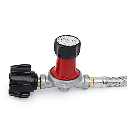 Stanbroil 0-30PSI High Pressure Adjustable Propane Regulator Type 1 Connection with 3/8 Female Flare Swivel Fitting and 48-Inch Stainless Steel Braided Hose Assembly Kit