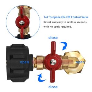 Xastro Propane Refill Elbow Adapter QCC1 90 Degrees Propane Refill Pressure Adapter with ON-Off Control Valve for Camping Grill 1LB Bottle Tank from 5-40LBS Cylinder