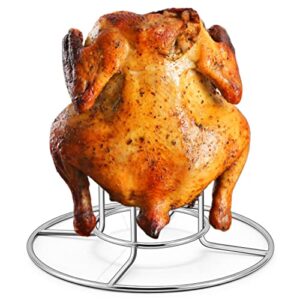 teamfar beer can chicken holder, chicken rack stand stainless steel, beer butt chicken stand for grill smoker oven, sturdy & durable, dishwasher safe & easy clean