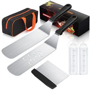blackstone griddle accessories kit, 6pcs flat top grill accessories set for blackstone and camp chef with spatula & carry bag, great for outdoor bbq & teppanyaki and camping