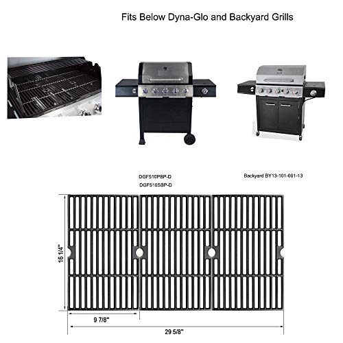 Uniflasy Grill Kits for DynaGlo DGF510SBP, DGF510SSP, DGF510SSP-D,Heat Plate and Cooking Grate for Backyard BY13-101-001-13, GBC1460W, GBC1461W, GBC1462W, GBC1059WB, BH13-101-099-01, BH14-101-099-01