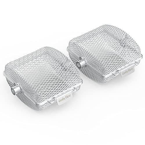 Onlyfire Chef Stainless Steel Rotisserie Basket Kit for Any Gas Grill, Cooking Various Foods at The Same Time, Set of 2-Global Patent