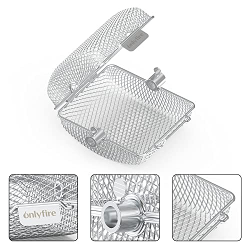 Onlyfire Chef Stainless Steel Rotisserie Basket Kit for Any Gas Grill, Cooking Various Foods at The Same Time, Set of 2-Global Patent