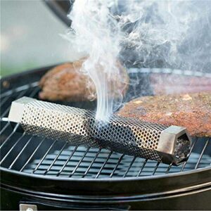 Fuleewoo 12" BBQ Smoker Filter Tube, Billowing Smoke Stainless Steel Wood Pellet Grill Pipe Outdoor Cooking for Any Grill or Smoker Hot or Cold Smoking with Clean Brush
