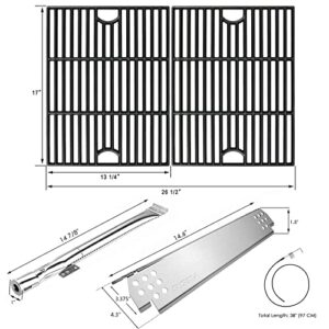 Hisencn Grill Parts for Home Depot Nexgrill 4 Burner 720-0830H, 720-0783E, 5 Burner 720-0888N, 720-0888 Gas Grill Models, 304 Stainless Steel Grill Burner, Heat Plate, Cast Iron Grill Grates