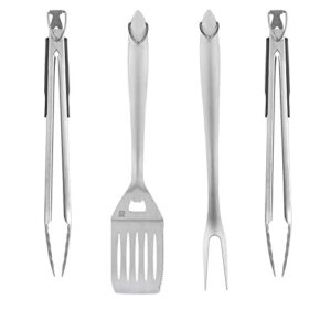 red22south grilling accessories for outdoor grill – 2 grill tongs, a grill spatula & fork, 4pc stainless steel bbq tongs & grill set, heavy duty barbecue tools, bbq set