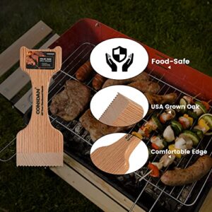 CONSDAN Grill Scraper, Soild Oak Wooden Grill Brush, Grill Scraper for Outdoor Grill, Bristle Free Grill Scrapers, Grill Grate Cleaner Safe Wood Grill Brusher