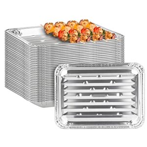 party bargains 24 aluminum broiler pans – 11.5 x 8.25 x 1 inches, with ribbed bottom. 7 ridges 0.5 high, 1 inch apart. heavy duty aluminum disposable grill pans. for cooking, roasting. bbq, picnic