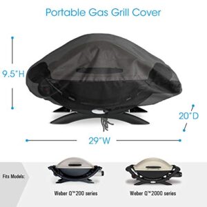 Unicook Waterproof Portable Grill Cover for Weber Q2000, Q200 Series and Baby Q Gas Grill, Compared to Weber 7111, All Weather Protection, Black