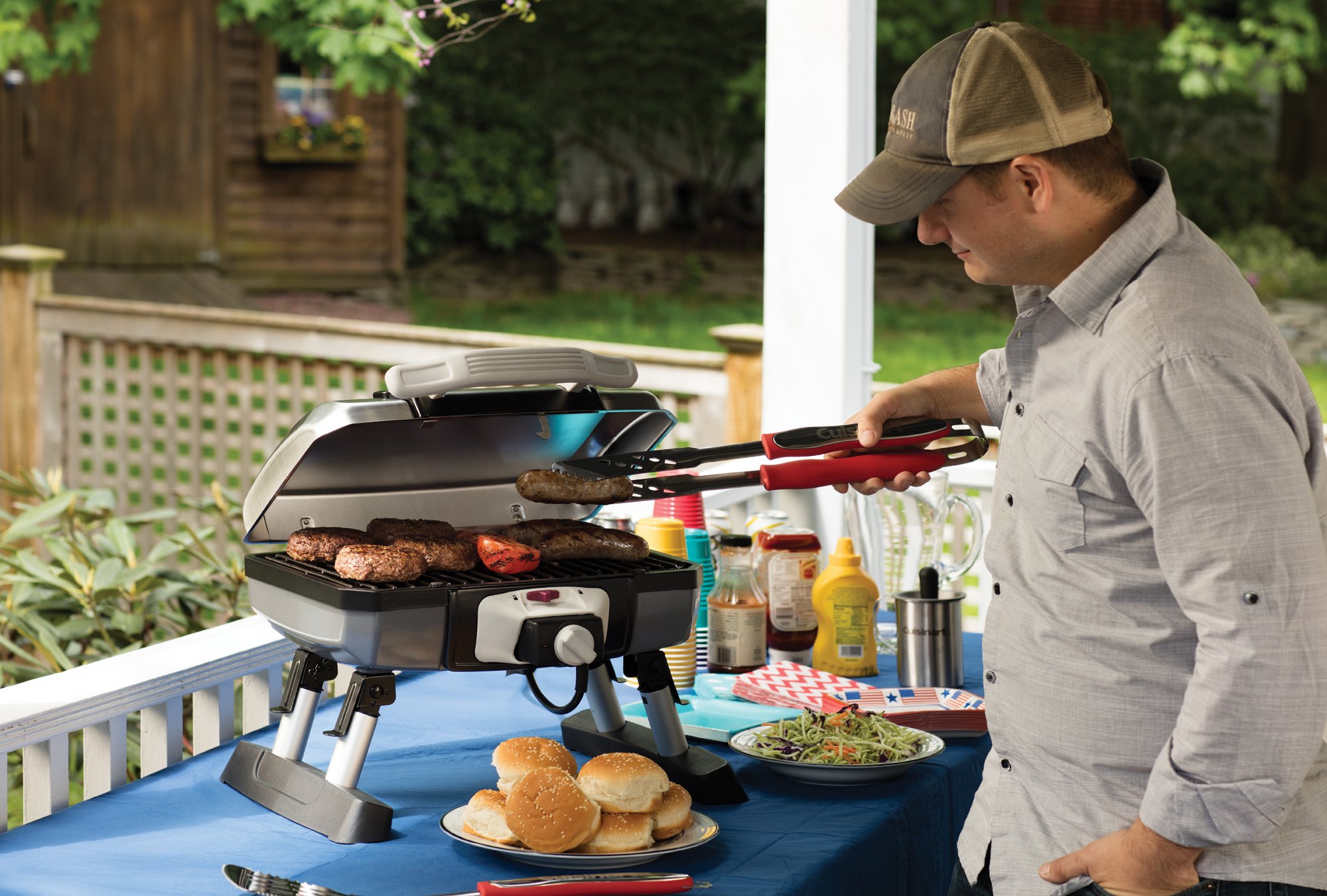 Cuisinart CGS-134 Grilling Tool Set with Grill Glove, Red (3-Piece)