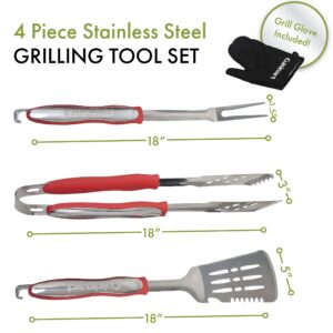 Cuisinart CGS-134 Grilling Tool Set with Grill Glove, Red (3-Piece)