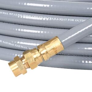 GasSaf 24 Feet 1/2" ID Natural Gas Hose with Quick Connect/Disconnect Hose Assembly with 3/8" Female Flare by 1/2" Male Flare Adapter for NG/LPG Appliance