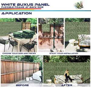 Windscreen4less Artificial Faux Ivy Leaf Decorative Fence Screen 20'' x 20" Boxwood/Milan Leaves Fence Patio Panel, Buxus White 14 Pieces