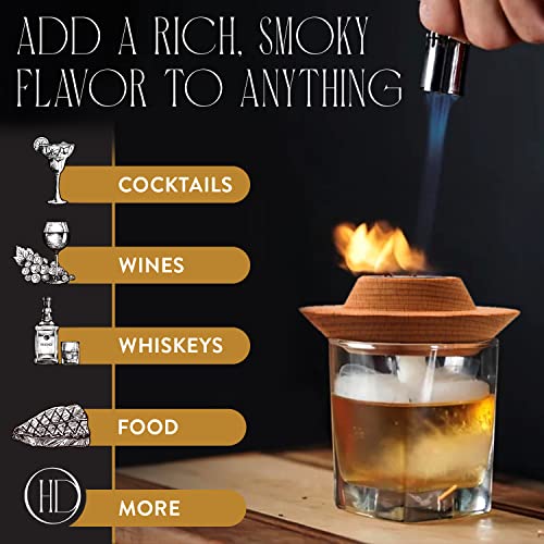 Cocktail Smoker Kit with Torch Bourbon Smoker Kit for Drinks & Wood Chips Spoon Brush Infuse Bar Smoker for Old Fashioned Cocktails Whiskey Smoker for Meat Whiskey Gifts for Men and Women