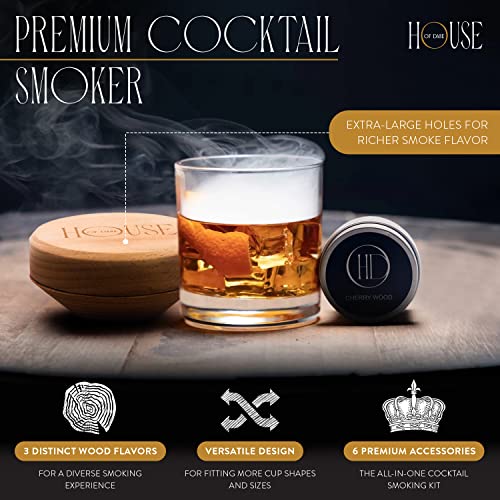 Cocktail Smoker Kit with Torch Bourbon Smoker Kit for Drinks & Wood Chips Spoon Brush Infuse Bar Smoker for Old Fashioned Cocktails Whiskey Smoker for Meat Whiskey Gifts for Men and Women