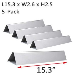GGC 15.3 inch 304 Stainless Steel Flavorizer Bars for Weber 7636, Spirit 300 Series,Spirit 300 E310 E320 E330 S310 S320 S330 Grills with Front Control (5 PCS 15.3" L x 2.6" W x 2.5" H)