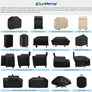 SunPatio Round Smoker Cover 30 Inch, Heavy Duty Waterproof Pit Barrel Smoker Cover, Outdoor Charcoal Kettle Grill Cover, All Weather Protection for Weber, Charbroil, Char-Griller Kamado and More Grill