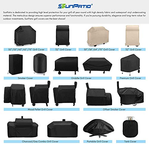 SunPatio Round Smoker Cover 30 Inch, Heavy Duty Waterproof Pit Barrel Smoker Cover, Outdoor Charcoal Kettle Grill Cover, All Weather Protection for Weber, Charbroil, Char-Griller Kamado and More Grill