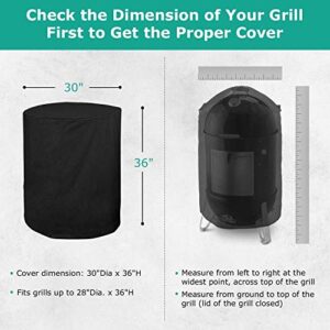 SunPatio Round Smoker Cover 30 Inch, Heavy Duty Waterproof Pit Barrel Smoker Cover, Outdoor Charcoal Kettle Grill Cover, All Weather Protection for Weber, Charbroil, Char-Griller Kamado and More Grill