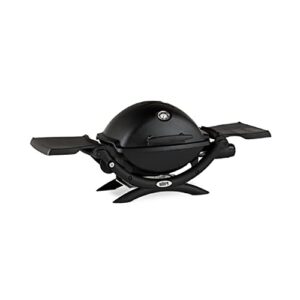 Weber Q1200 Liquid Propane Grill (Black) Bundle with Adapter Hose and Grill Cover (3 Items)