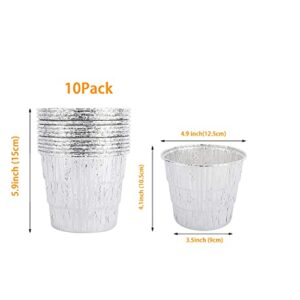 Grease Drip Metal Bucket with 10-Pack Disposable Foil Liner Kit Replacement Parts for Traeger Assecories HDW152 BAC407z , for Pit Boss 67292, for Oklahoma Also Fits Most Wood Pellets Grill or Smoker