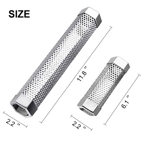 Pellet Smoker Tube 6 &12 inch Smoke Tube - Stainless Steel Wood Tube - Suitable for Any Grill or Smoker - Adds Delicious Wood Smoke Flavor on Your Barbecue Food (6 &12 inch)