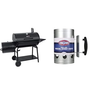 royal gourmet cc2036f charcoal barrel grill with offset smoker, black & kingsford heavy duty deluxe charcoal chimney starter | bbq chimney starter