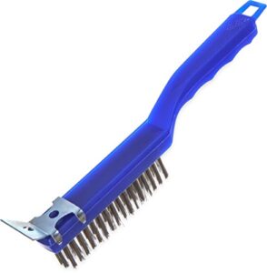 sparta 4067200 flo-pac plastic kitchen brush, grill cleaning brush, griddle brush with scraper for kitchen, restaurant, home , 11.375 inches, blue