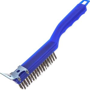 SPARTA 4067200 Flo-Pac Plastic Kitchen Brush, Grill Cleaning Brush, Griddle Brush With Scraper For Kitchen, Restaurant, Home , 11.375 Inches, Blue