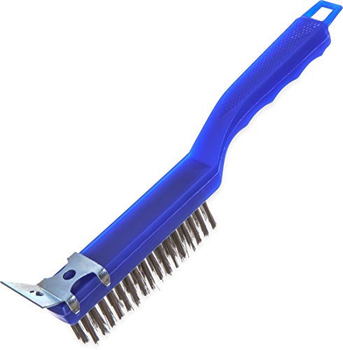 SPARTA 4067200 Flo-Pac Plastic Kitchen Brush, Grill Cleaning Brush, Griddle Brush With Scraper For Kitchen, Restaurant, Home , 11.375 Inches, Blue